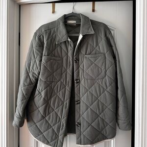 Z Supply Quilted Shirt Jacket in Gray-Green